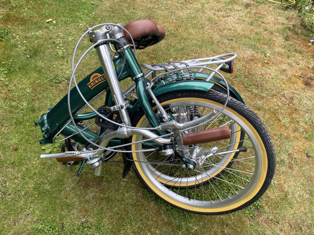 Green and Brown Kringla folding bike. Great Condition. Barely used.