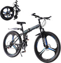 Folding Mountain Bike 26 Inch Wheel 21 Speed Full Suspension Bicycle