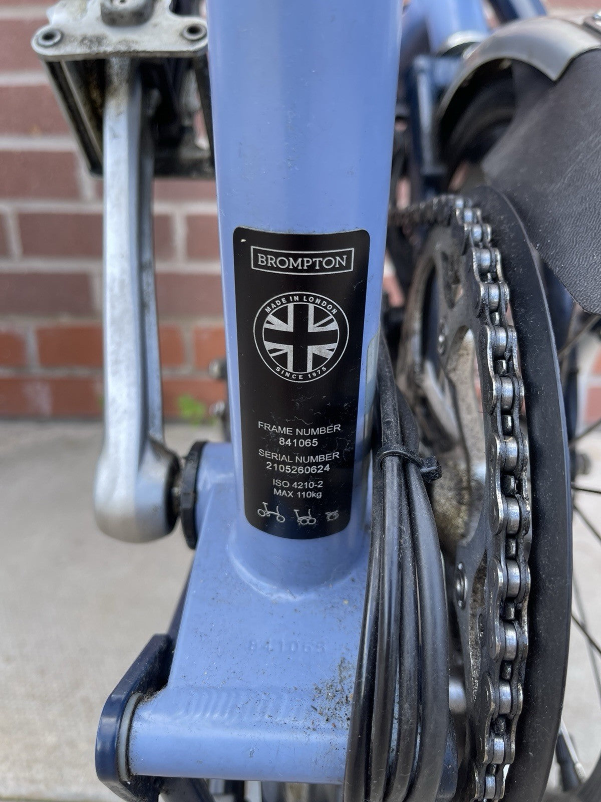 Brompton Folding Bike 16 in Blue with Mudguards, Side Pull Caliper Brakes