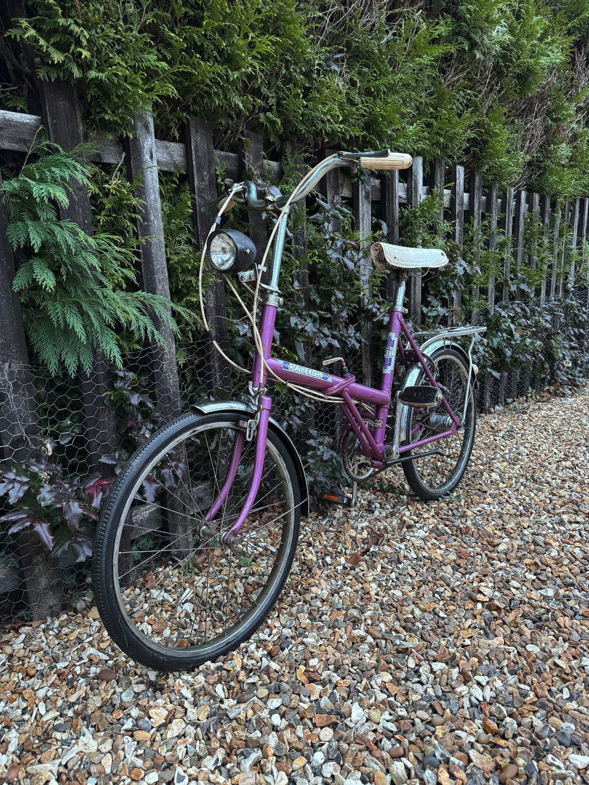 RALEIGH STOWAWAY FOLDABLE SHOPPER BICYCLE BIKE - 3 SPEED SA HUB - PURPLE