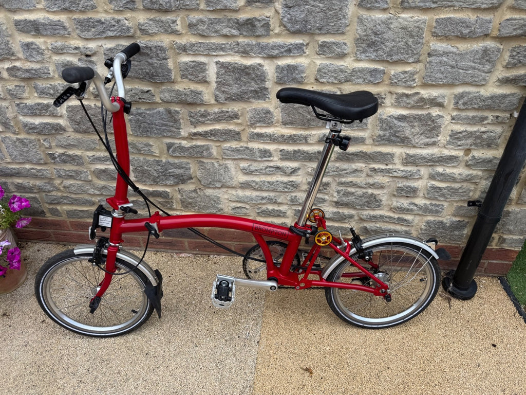 Brompton M3L Folding Bike - Red, 2021 year, Excellent Condition with Easy Wheels