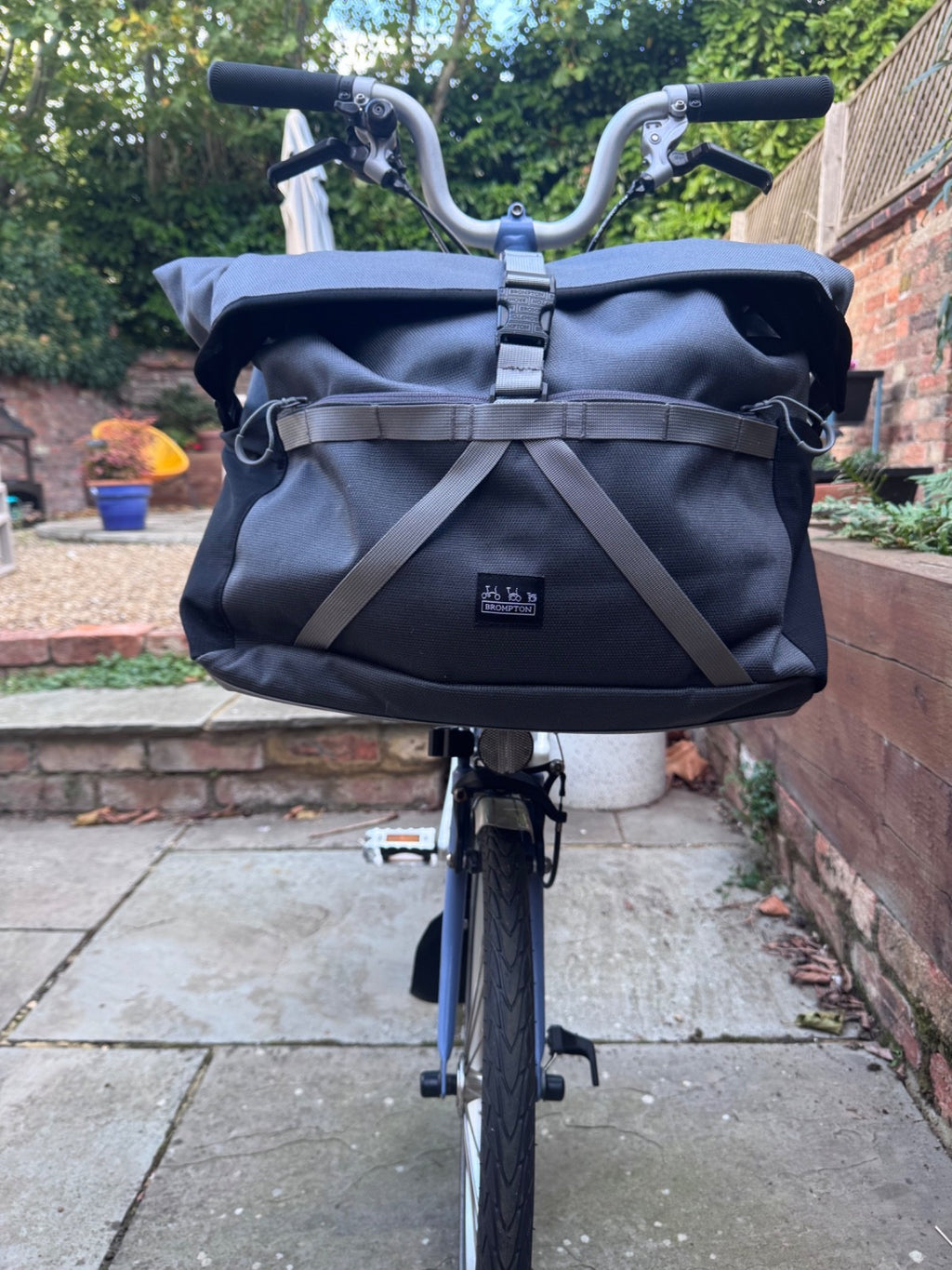 Brompton M3L Folding Bike Mid Bar Powder Blue with Unused (£150) L Borough Bag.