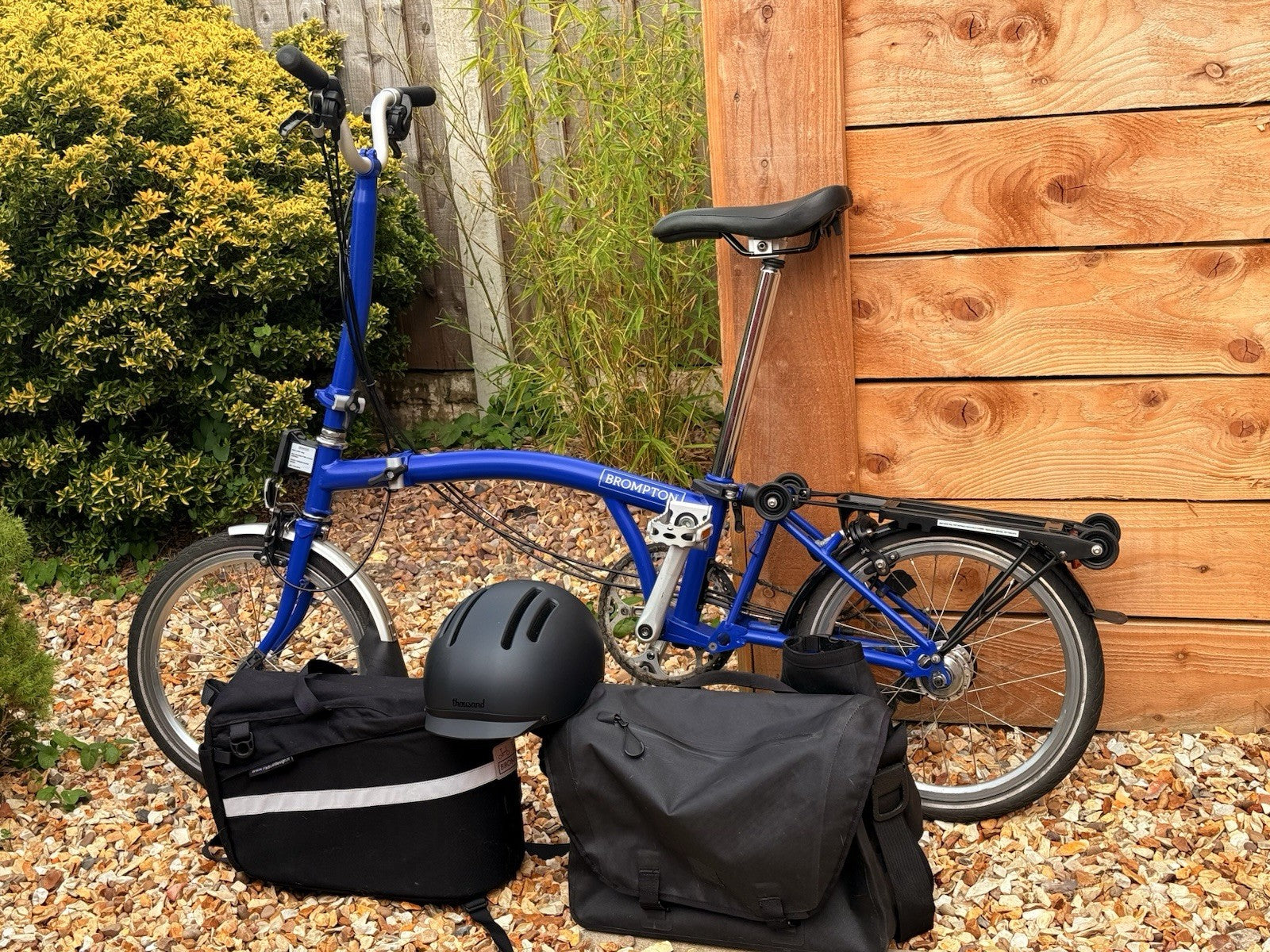 Brompton C Line 16in Blue Folding Bike, Mudguards, Rear Rack, Reflectors