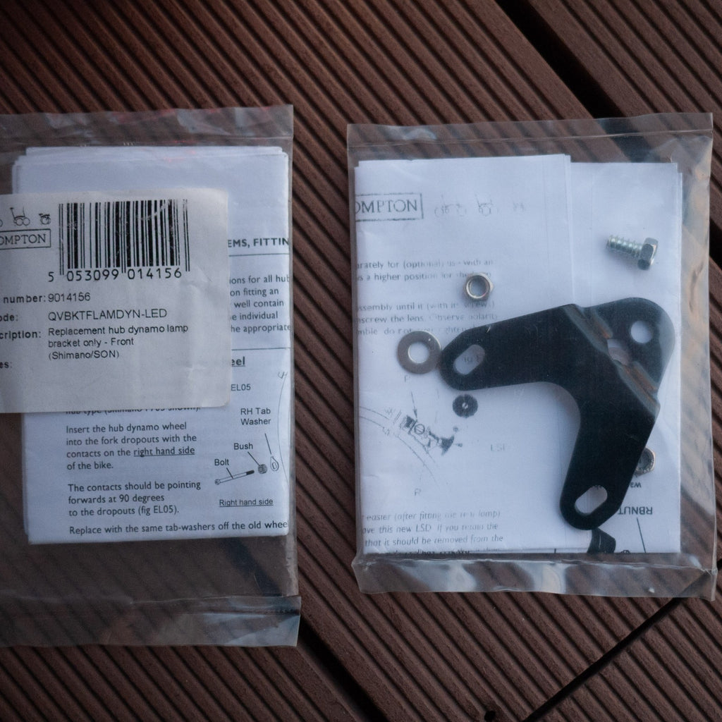 Brompton Front Retro LED Headlight & Rear Spanninga LED Reflector Light Bracket