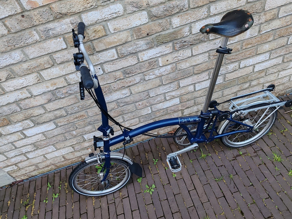 Brompton H6R 6 Speed Folding Bike Rack Brooks Saddle Commuter Blue