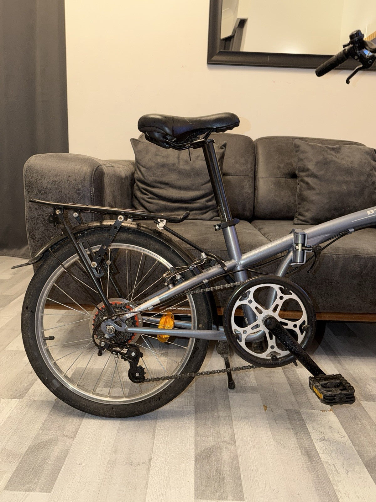 B-Twin Tilt 120 Folding Bike Blue/Grey, Good Runner, Cleaned Serviced
