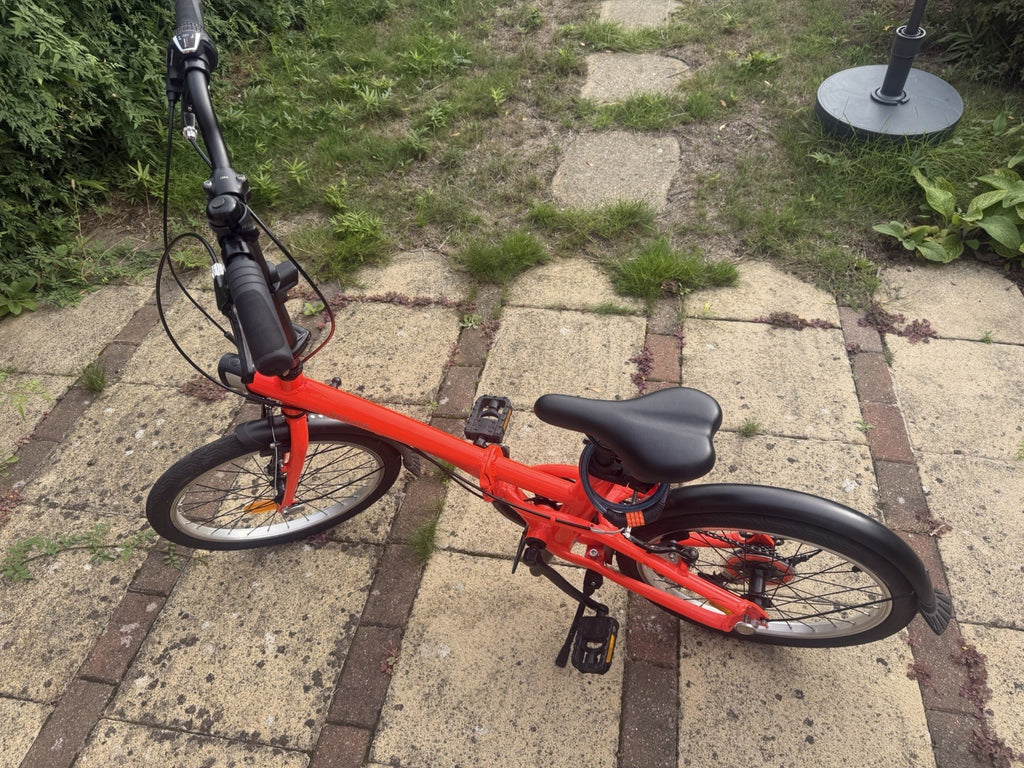 B'TWIN 500 20in Folding Bike 7-Speed Grip Shift Aluminium V-Brakes Red
