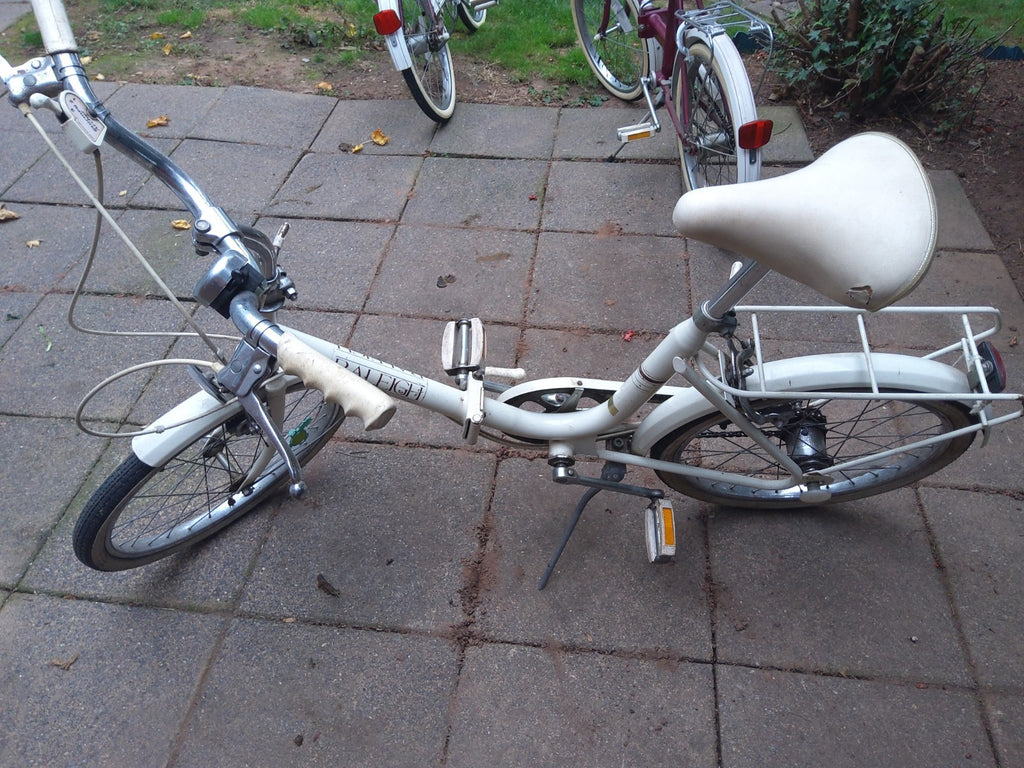 Raleigh Compact Vintage Folding Bike Bicycle 1970s Retro Cream White