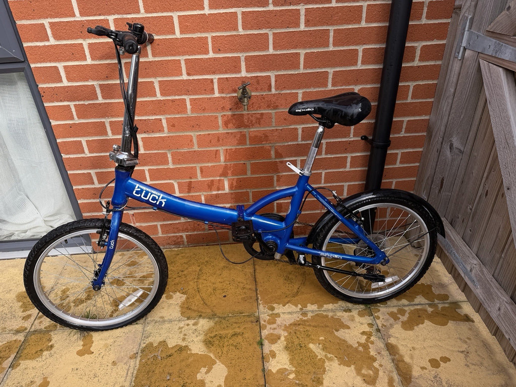 Apollo Luck Blue Folding Bike 20in Mudguards Kickstand Derailleur BMX Bar