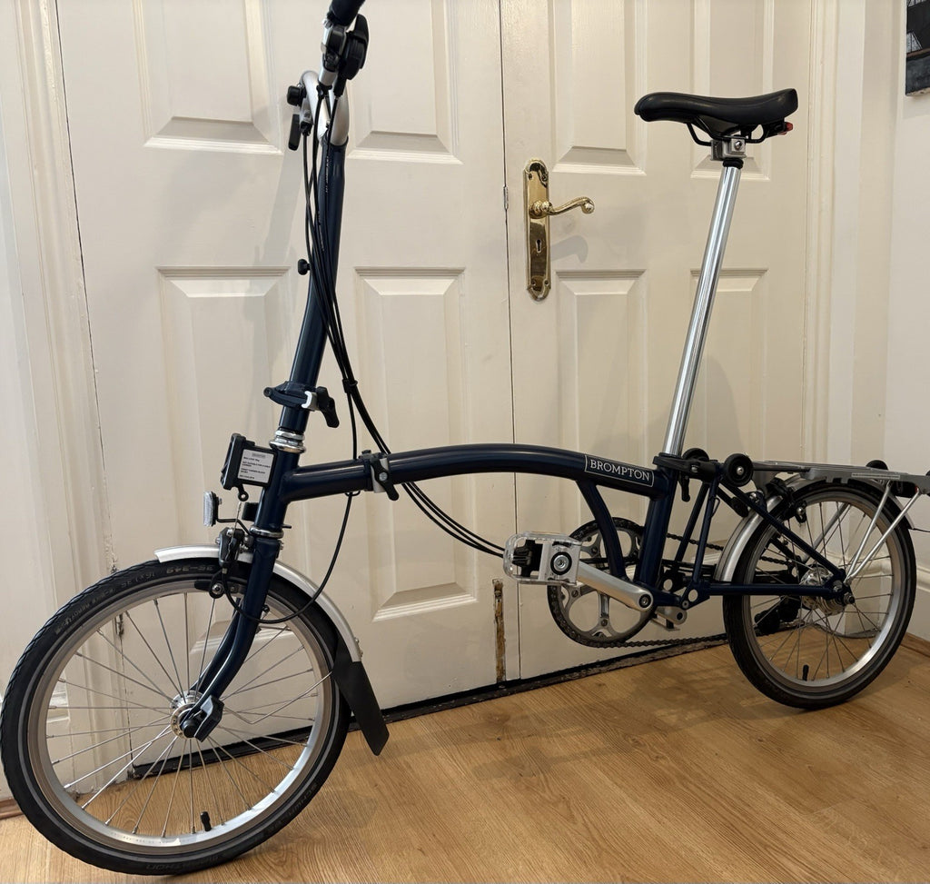 Brompton Folding Bike 16in Blue Rear Rack Mudguards Caliper Side-Pull Brakes