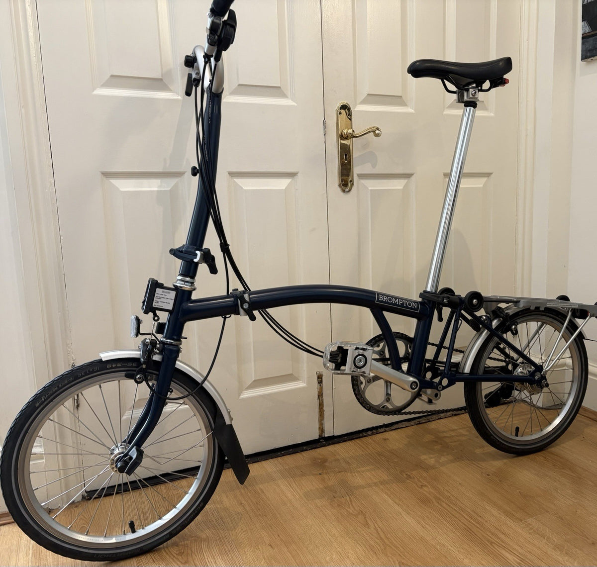 Brompton Folding Bike 16in Blue Rear Rack Mudguards Caliper Side-Pull Brakes