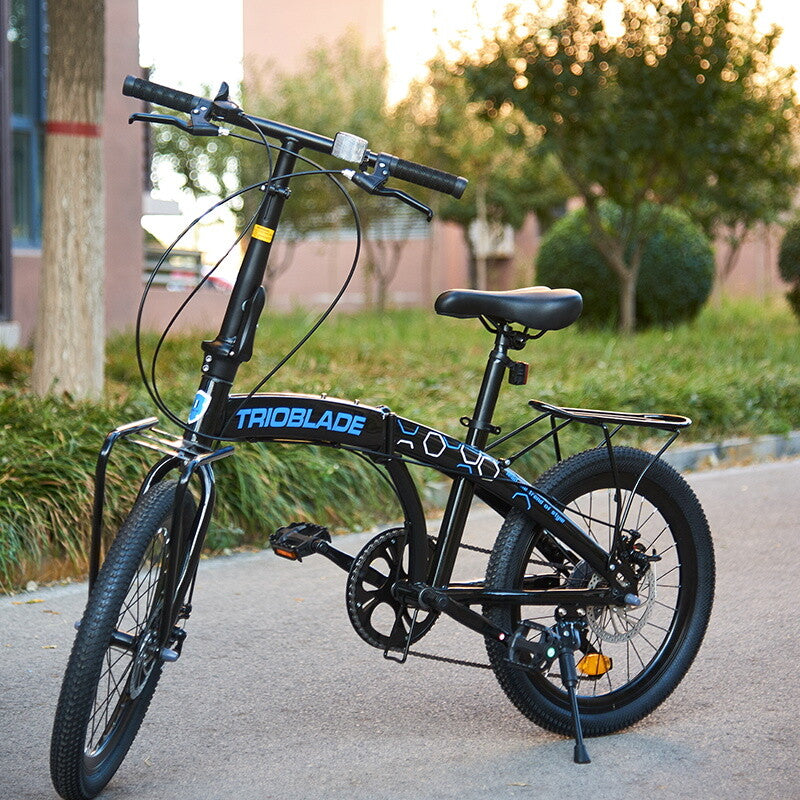 Folding Bicycle 20 Inch Bikes for Adults 7-Speed Variable City Bicycle with Rack