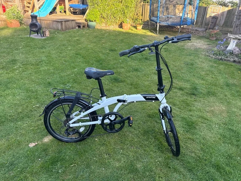 White Folding Bike Foldable City Bike for Adult 20" Commute Bicycle 6 Speed Gear