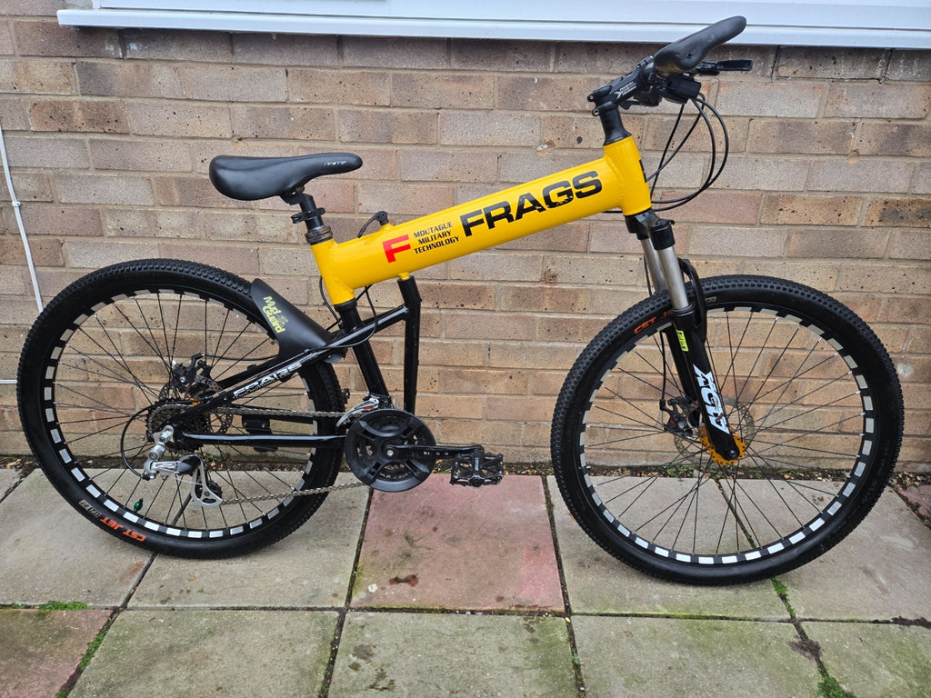 SERVICED Yellow/Black Frags F 18" Frame Folding Mountain Bike