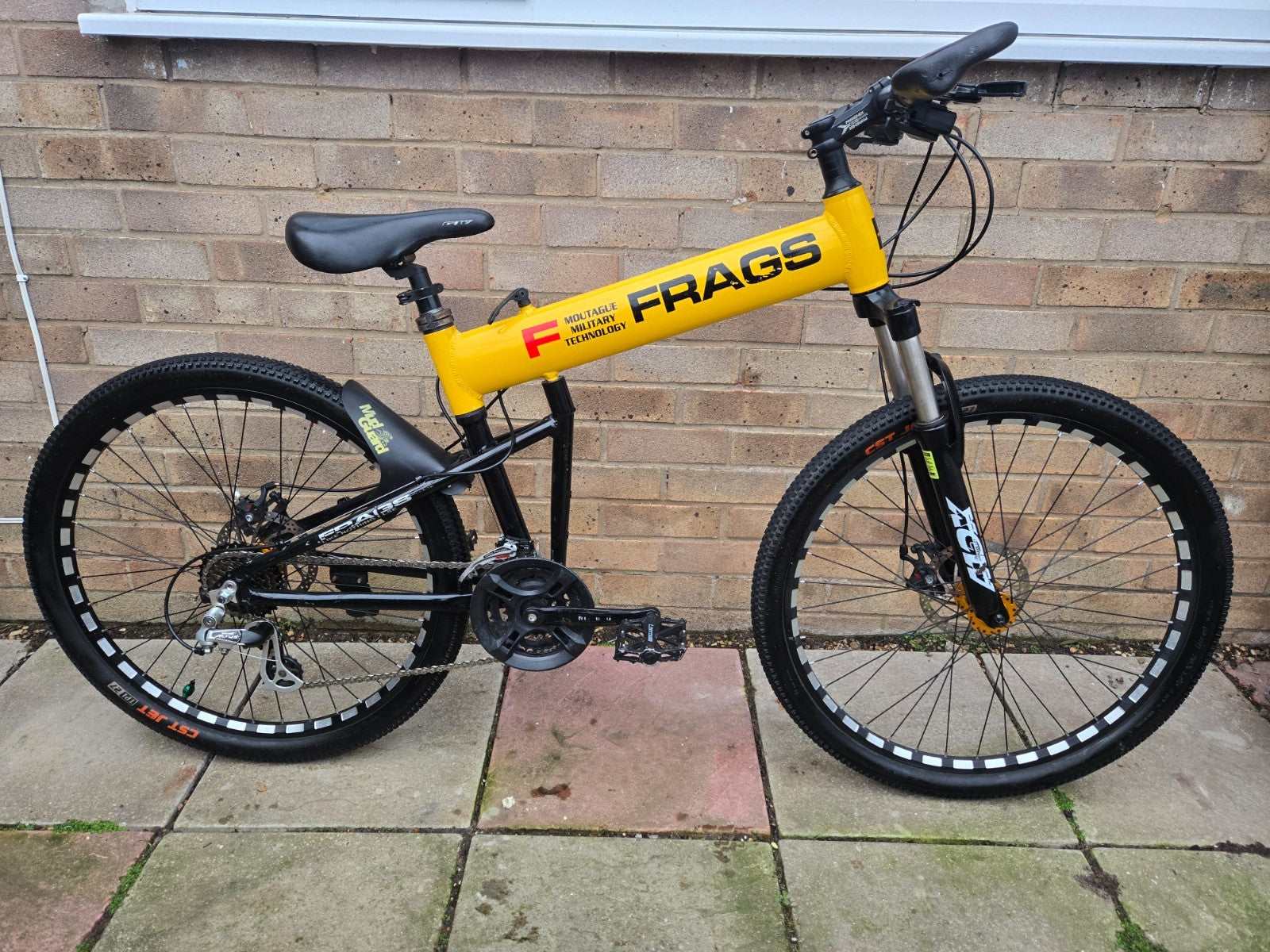 SERVICED Yellow/Black Frags F 18" Frame Folding Mountain Bike