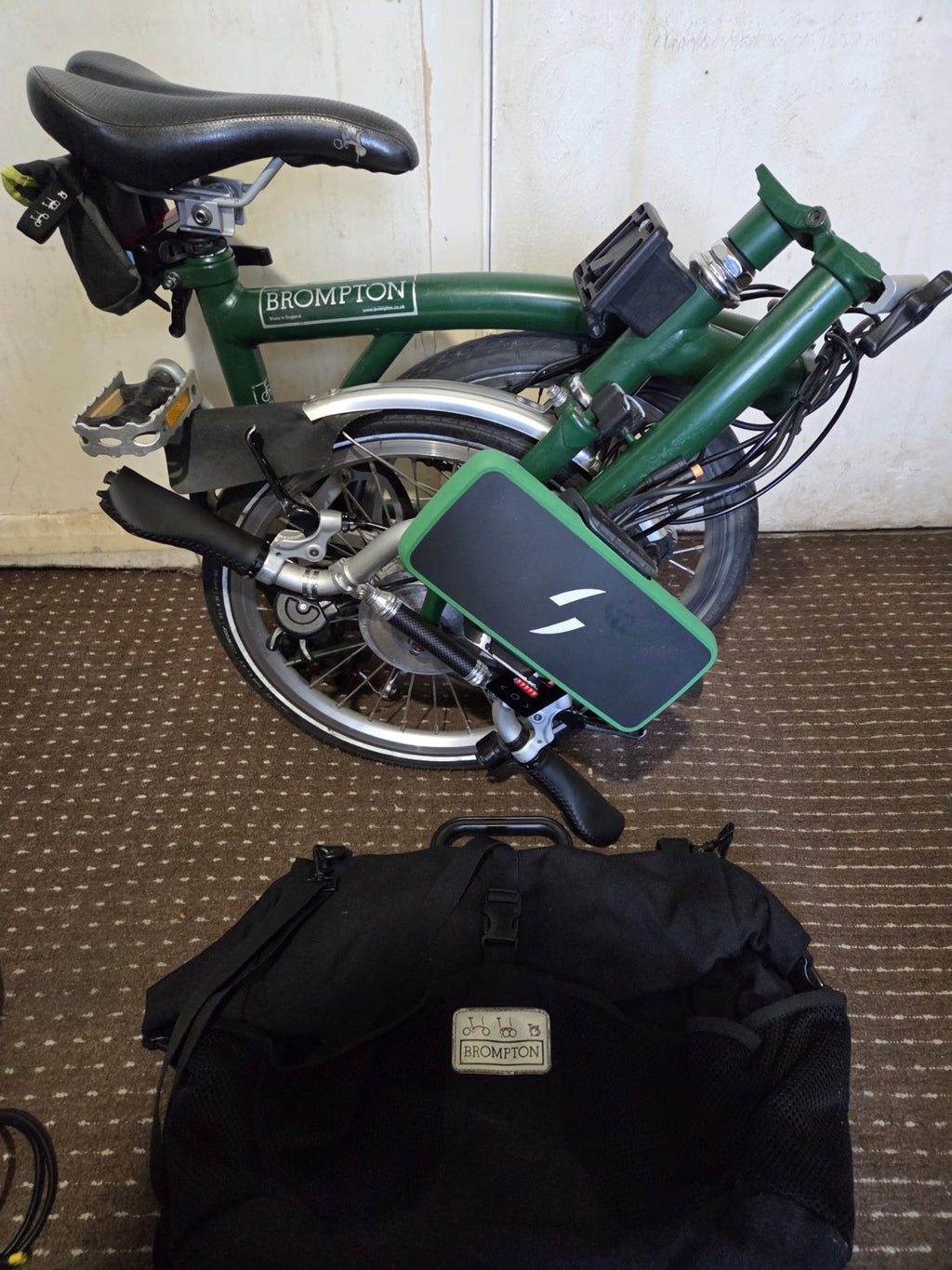 Brompton Folding Bike 3-Speed Swytch Kit Fitted with Carrier,Front and Tool Bag