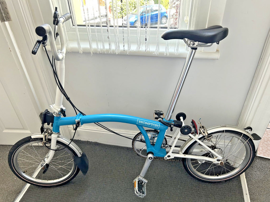 Brompton Folding Bike 3-Speed Blue - White