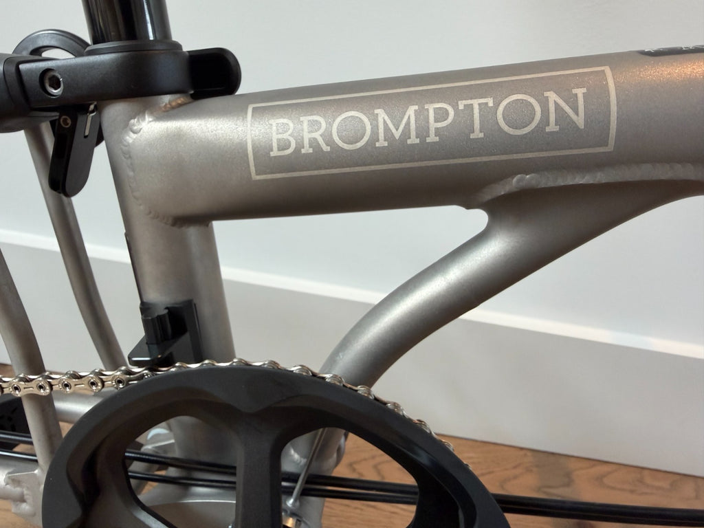 Brompton T Line Folding Bike 4-Speed 16in Wheels Titanium Blasted Titanium