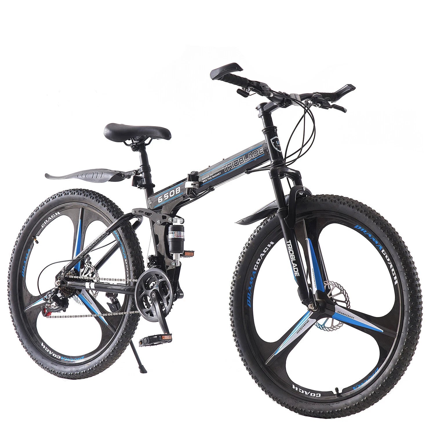 SHIMANO Folding Mountain Bike 24-27.5Inch Wheel 21 Speed Full Suspension Bicycle