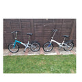 Compass Folding Bikes 20" Blue White 6 Speed Shimano V-Brake Mudguards Rack