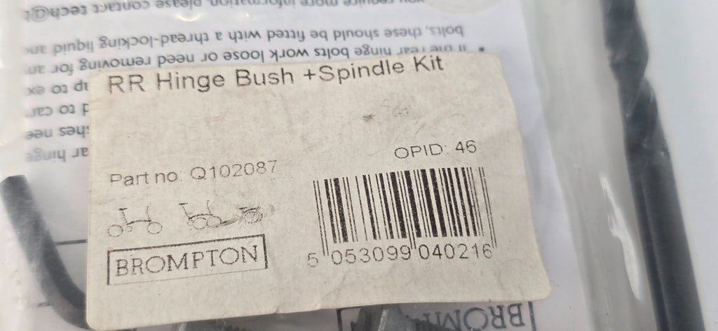 Brompton Rear Hinge Bush & Spindle Kit - Q102087 - C-Line  A-Line - Frame Repair
