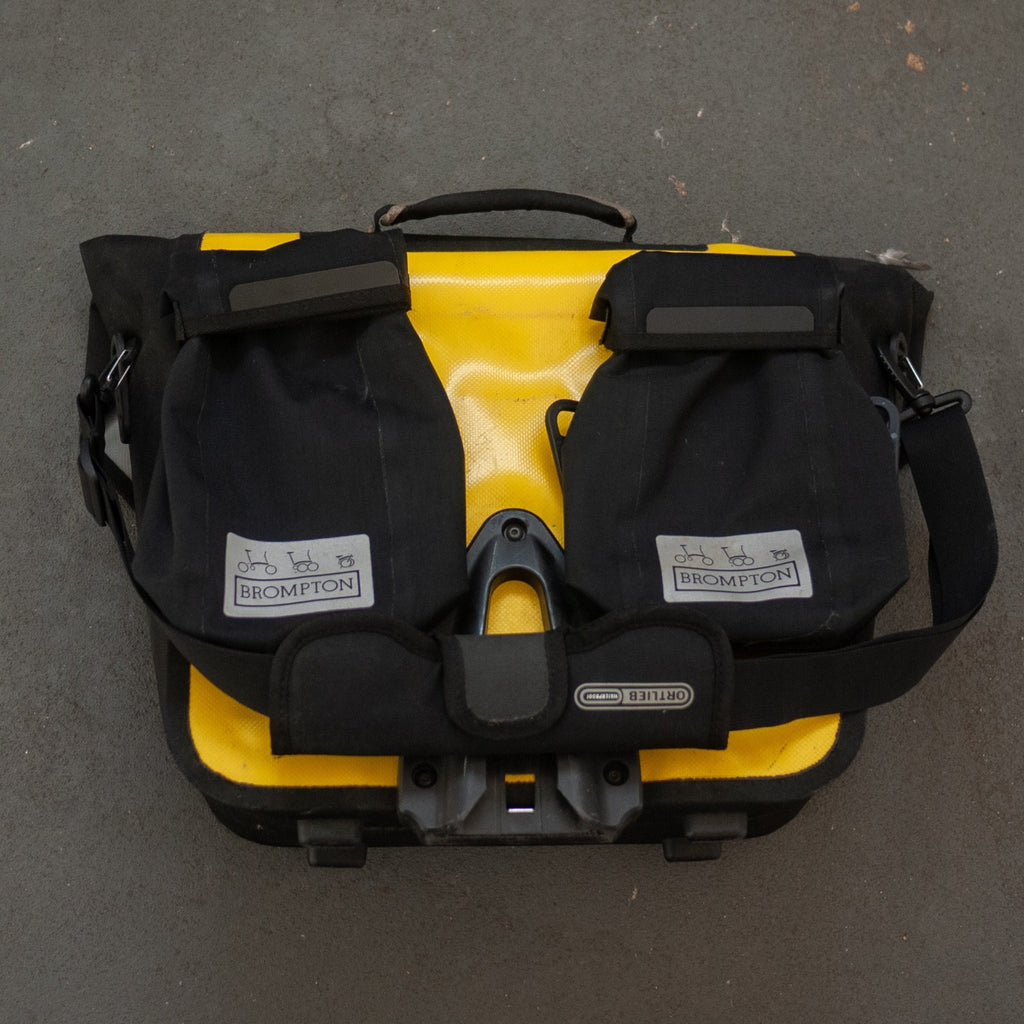 Brompton Ortlieb O Bag - Yellow & Brompton Front Carrier Block Same Day Dispatch