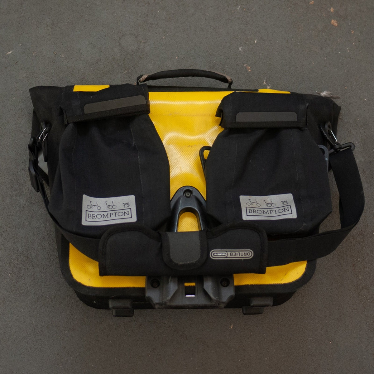 Brompton Ortlieb O Bag - Yellow & Brompton Front Carrier Block Same Day Dispatch
