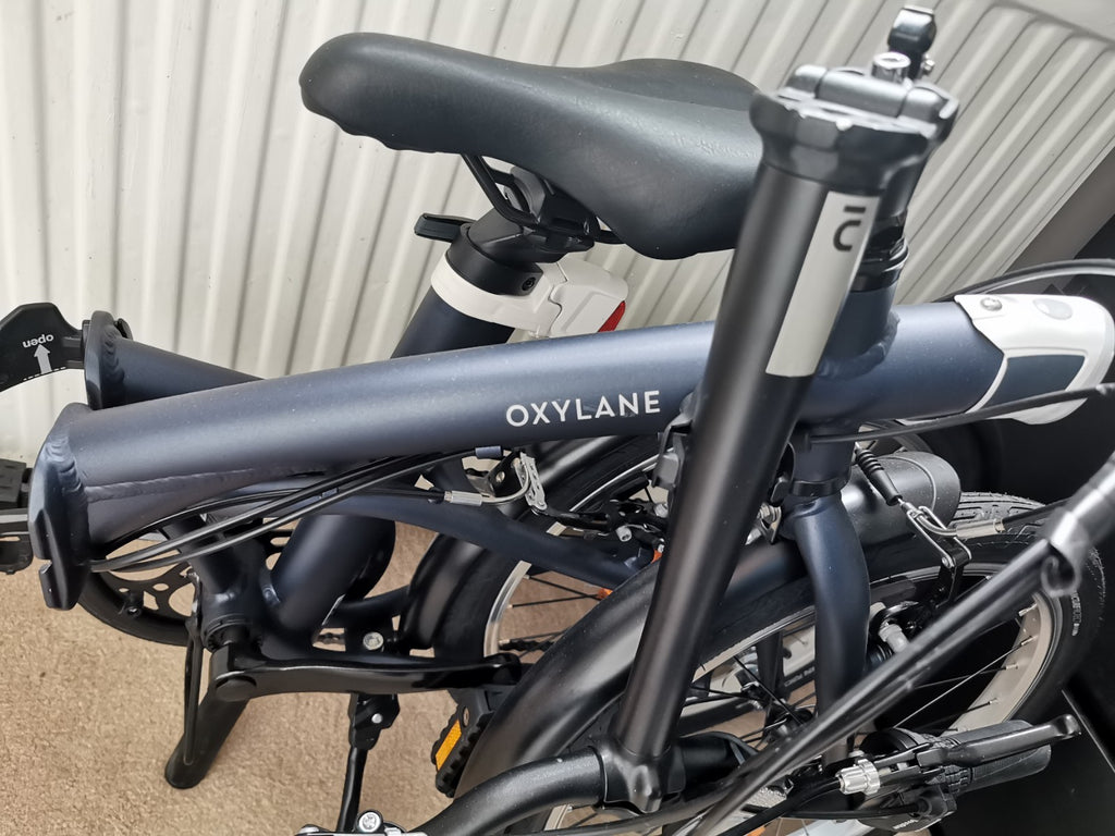 B'Twin Oxylane Tilt 500 Navy Folding Bicycle Bike 7-Speed 20" Wheels Kickstand