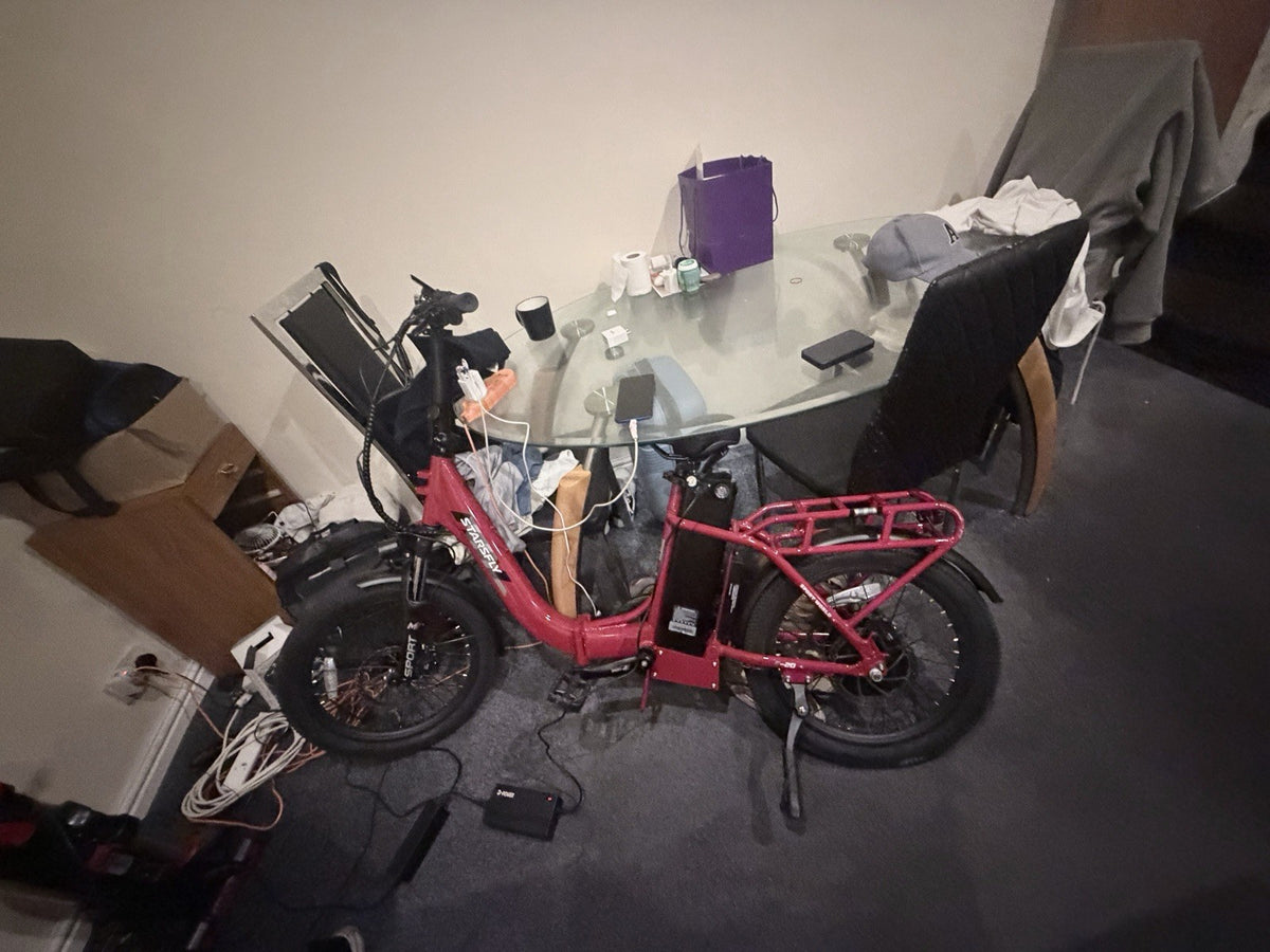 STARSFLY 20in Folding Bike 250W Rear Hub, Racks, Mudguards, Red/Black