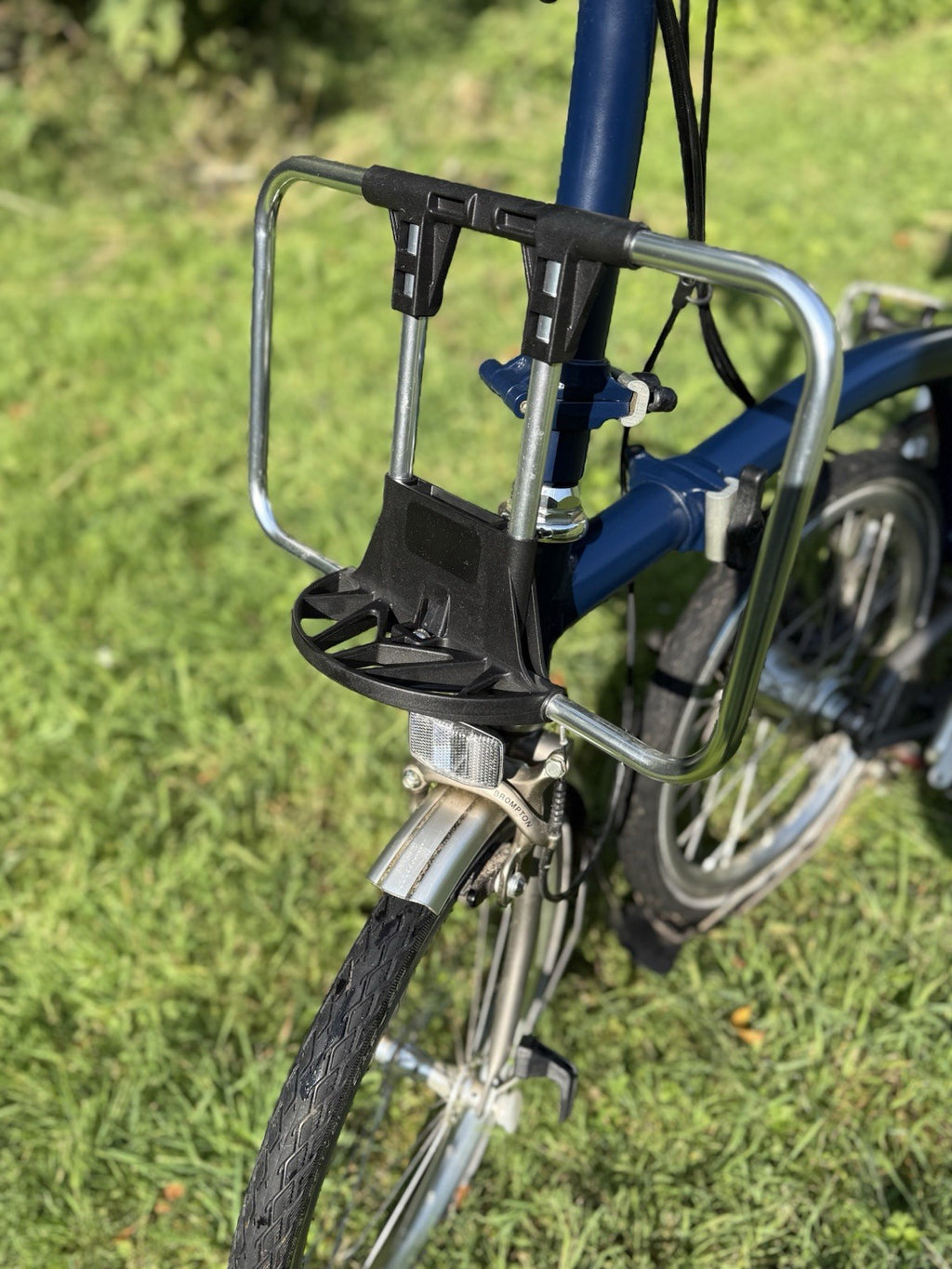 2017 Brompton Superlight folding bike H6L, Titanium, Navy Blue, Brooks Leather