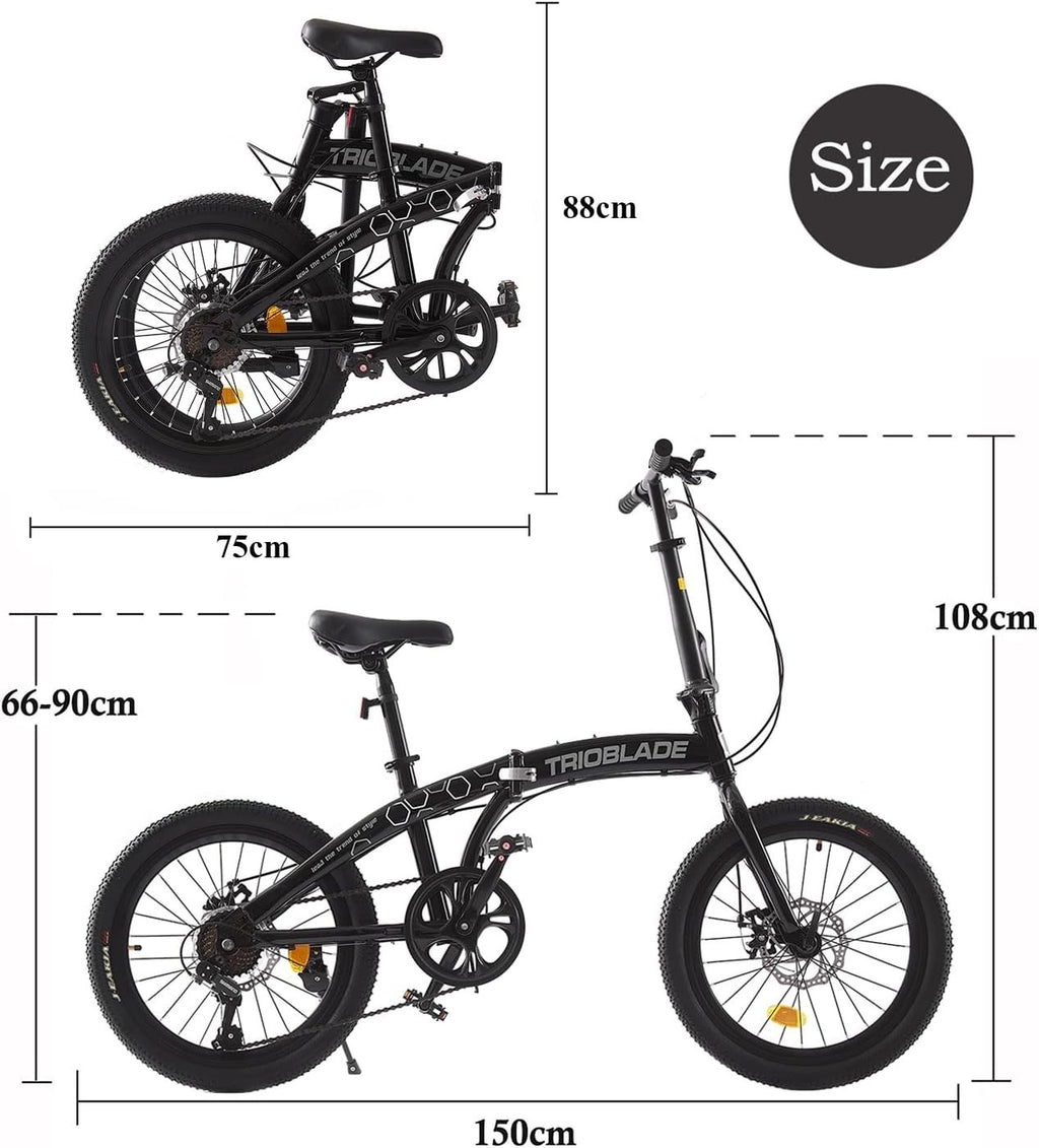 20” Folding Bike 7-Speed Lightweight Aluminum Frame for Adults & Teens