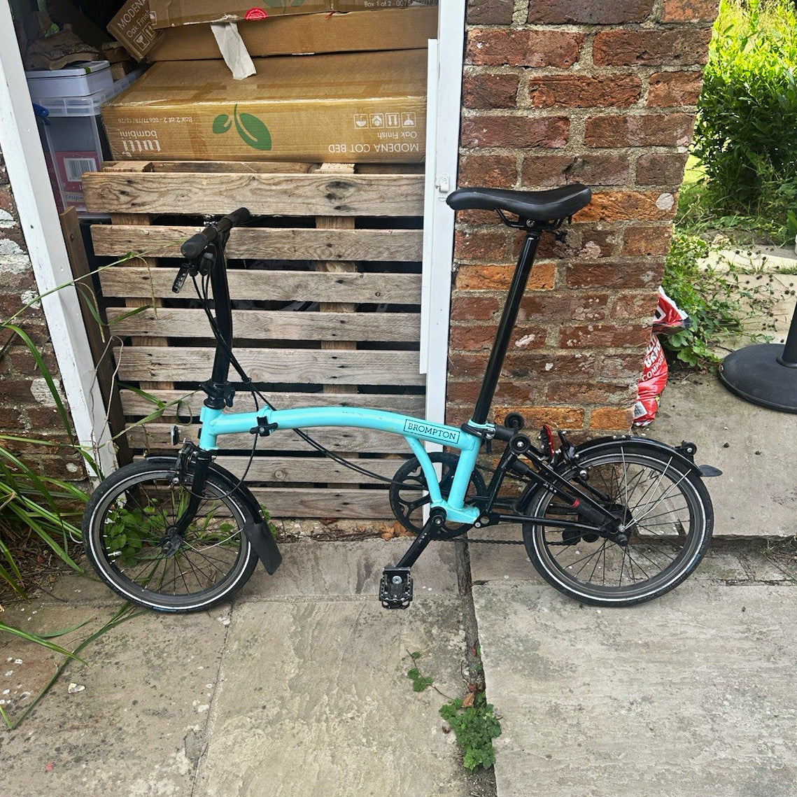 Brompton Folding Bike 2 Speed Blue/Black 16in Wheels with Mudguards