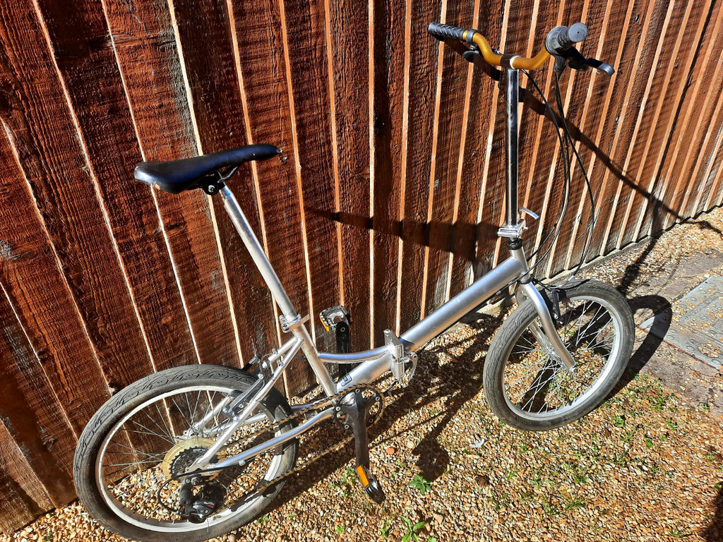 Folding Bike 20in Wheels Aluminium 7-Speed Grip Shifter V-Brakes Silver/Gold