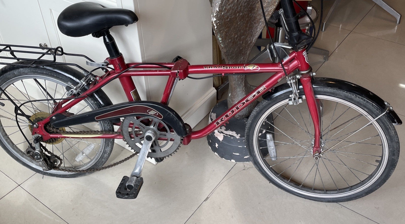 RARE VINTAGE RED RUDGE TRANSPORT 7 FOLD UP BIKE BICYCLE FOR RESTORATION