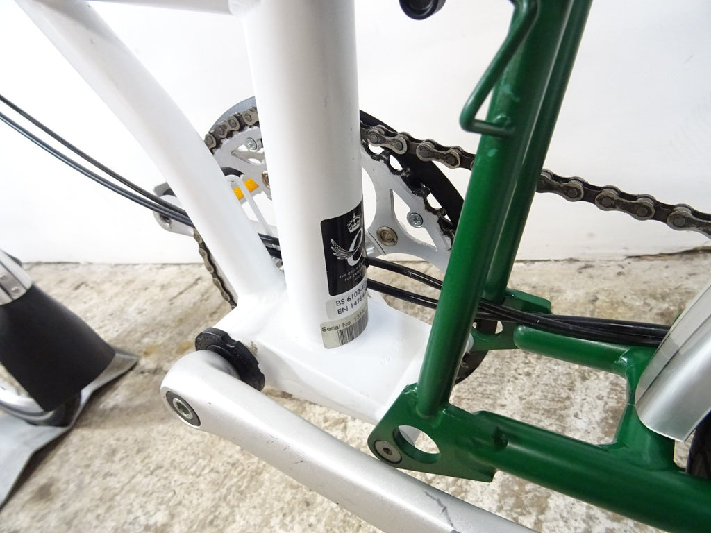 2013 Brompton M3R 16" Folding Bike Papyrus White / Racing Green Rack LoUsed VVGC