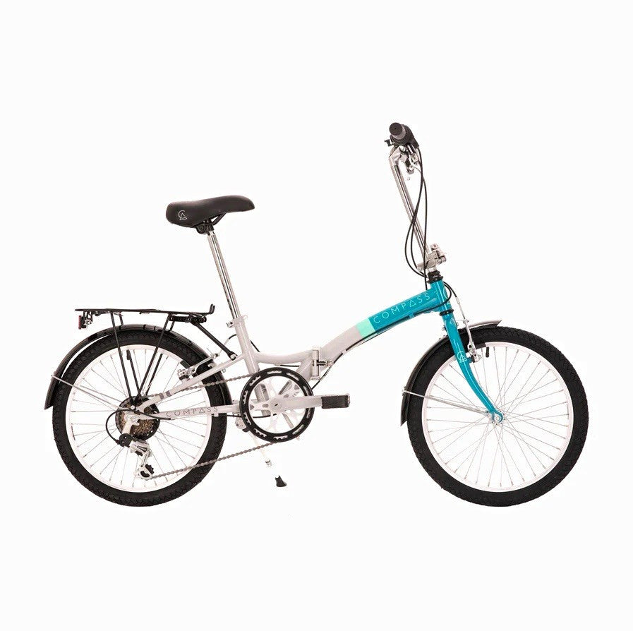 Compass Folding Bike Silver/Blue Rear Rack
