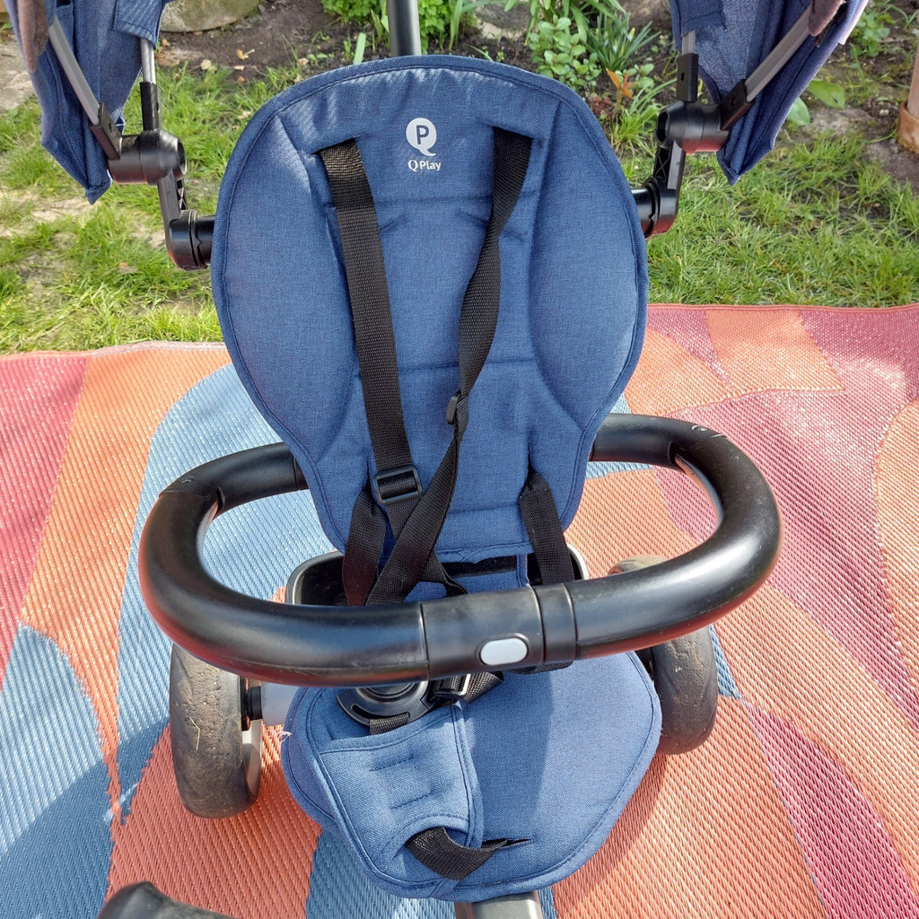 QPlay Rito Star Folding Trike Bike, Blue, With Sun Canopy