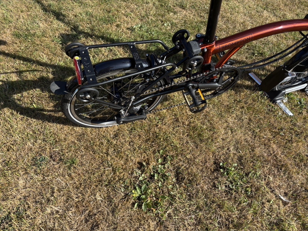 Brompton Electric C Line Explore Mid + Rack - 12 Spd - flame lacquer