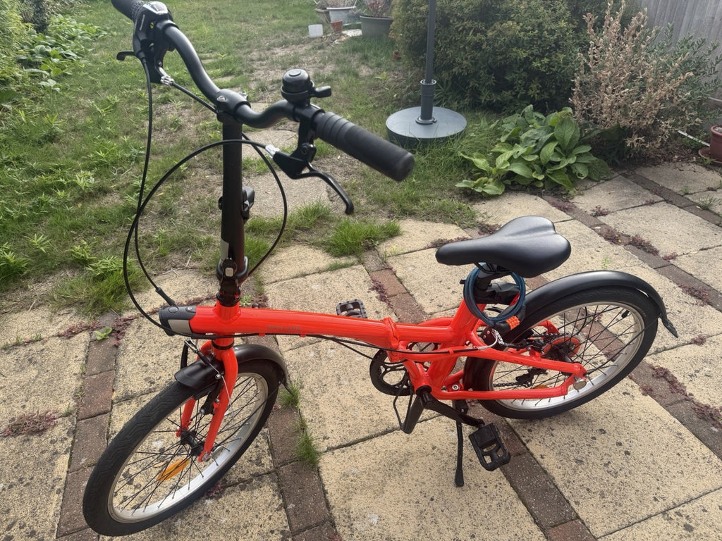 B'TWIN 500 20in Folding Bike 7-Speed Grip Shift Aluminium V-Brakes Red