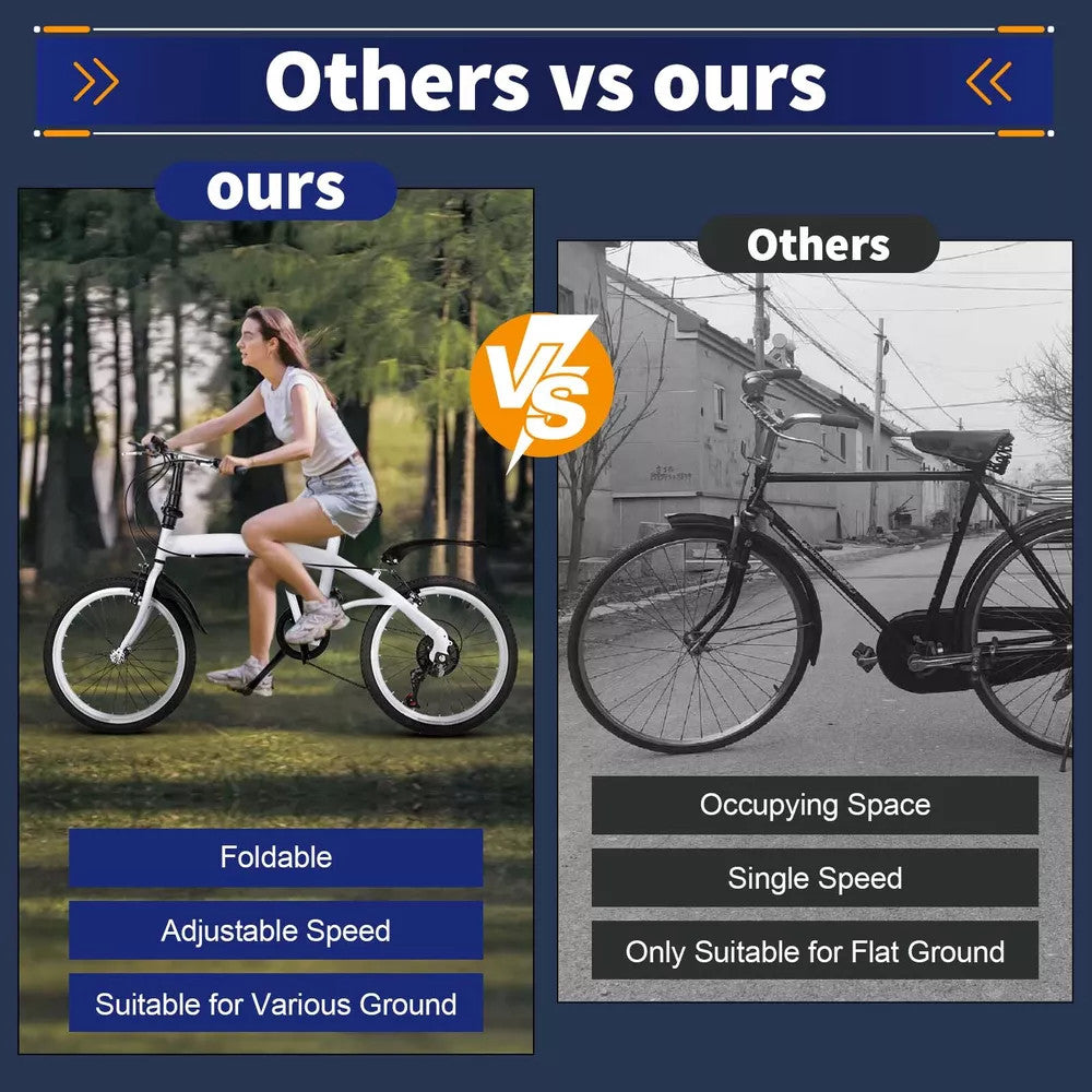 20" Folding Bike Adults Bicycle Adjustable Speed Alloy Bicycle Folding City Bike