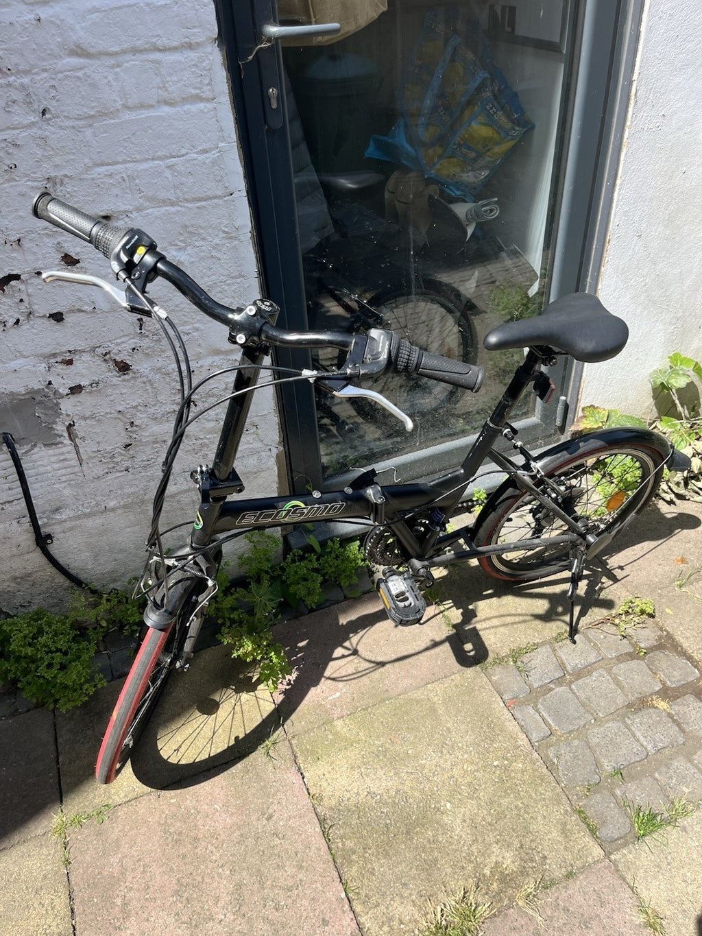 Meq 20in Folding Bike Black 6-Speed V-Brakes Kickstand Grip Shifters