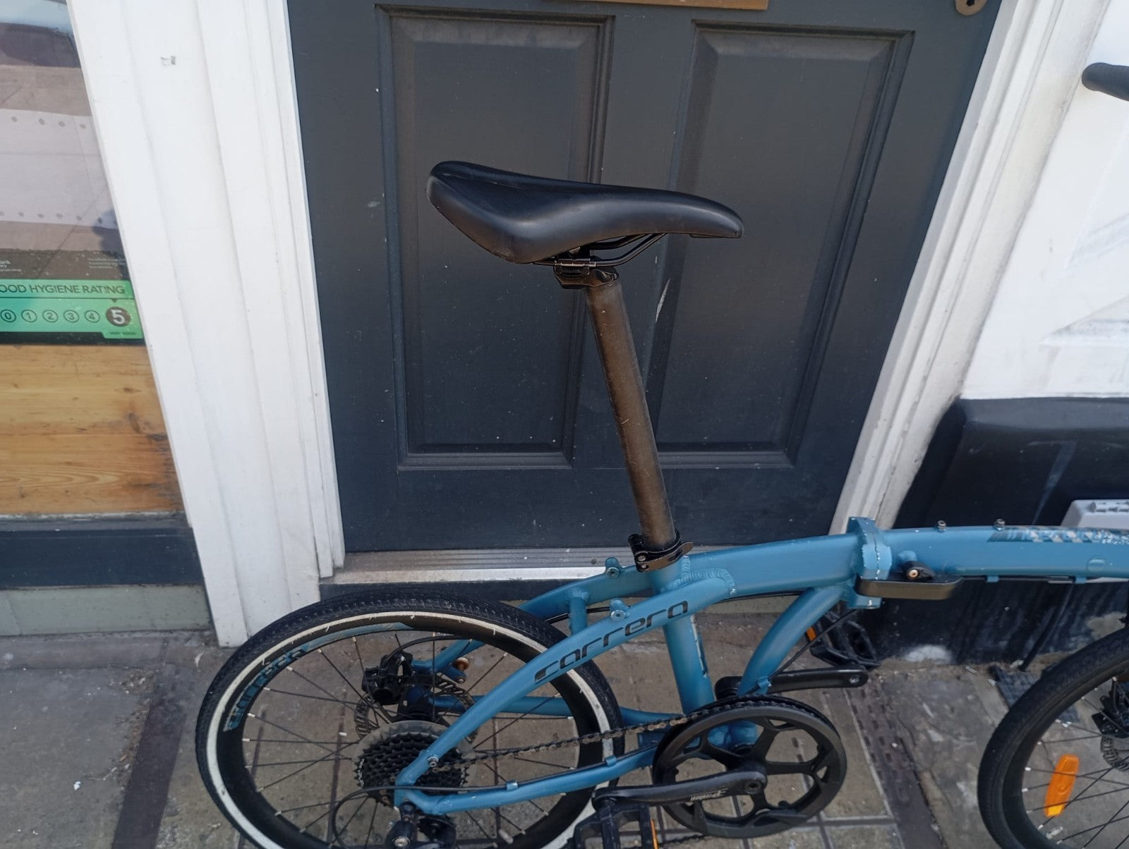 Carrera Intercity Disc 9 Speed Folding Bicycle Matte Blue Adult Fold Up Bike