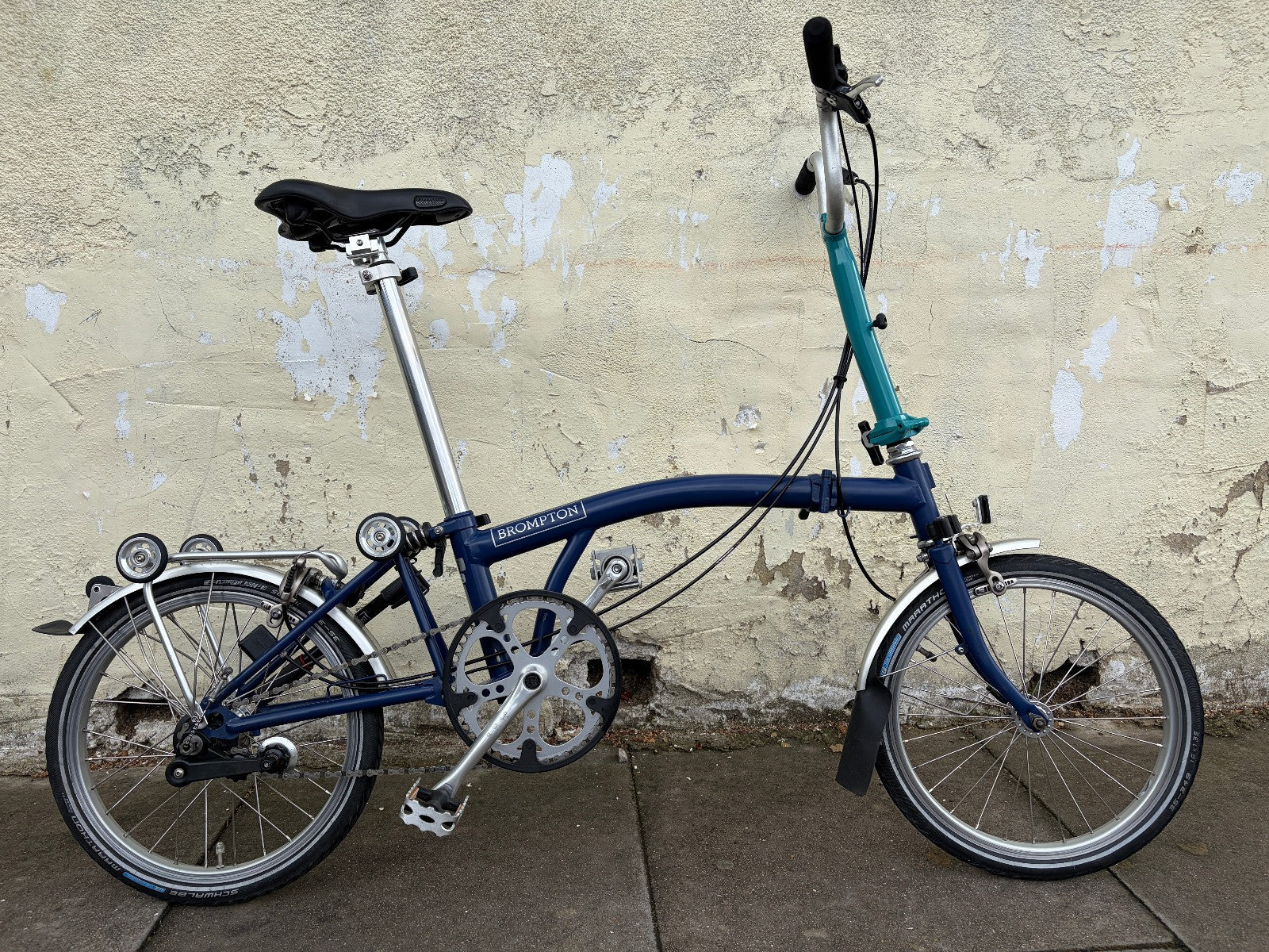 Brompton M3L folding bike 3 speed in two-tone blue