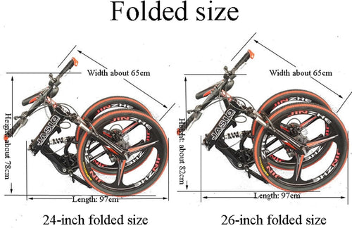 24 Inch 26 Inch Folding Mountain Bike- Adult Student Speed Bike Shock Absorber,