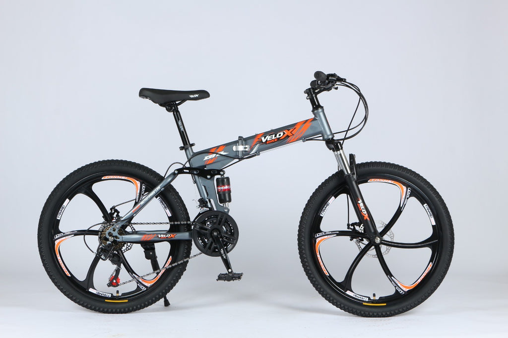 24"/26" Folding Mountain Bike – Full Suspension, Disc Brakes, Lightweight Frame