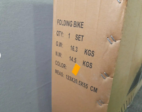 DeMarche: Yellow Aluminium Folding Bike, Size: 123 20.5 x 55cm
