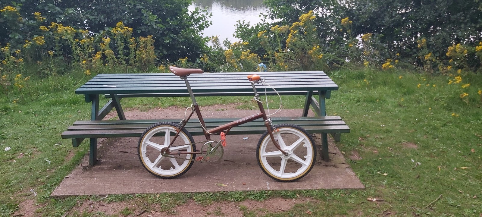 Vintage Raleigh Twenty Folding Bike Brown Mag Wheels Kool Stop Vans Retro BMX