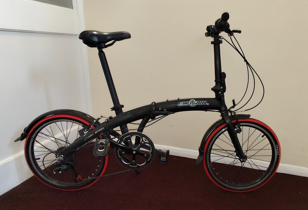 Ecosmo Alloy Folding City Bicycle (20 inch) Black,7 Speed SHIMANO