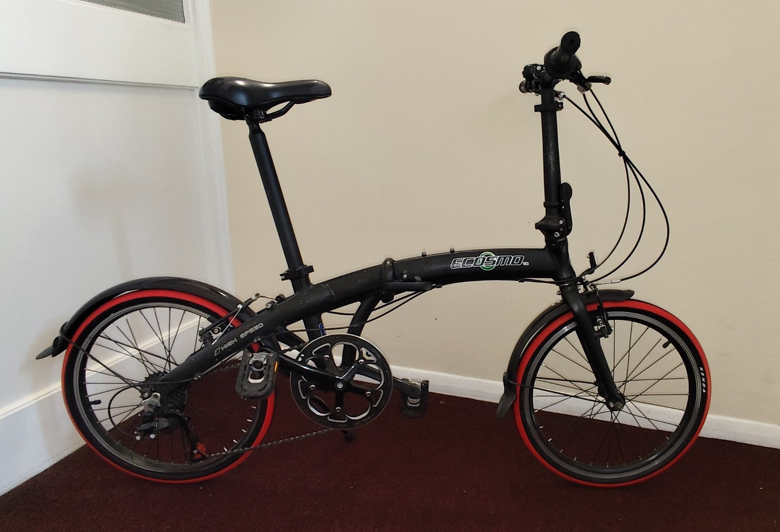 Ecosmo Alloy Folding City Bicycle (20 inch) Black,7 Speed SHIMANO