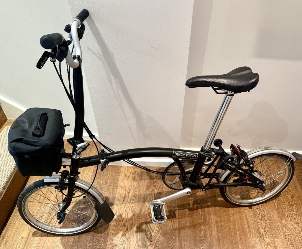 Brompton Folding Bike Black 6 Speed + 2xBrompton Bag, LITELOK, Lights & Cover